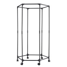 Artiss Clothes Rack Airer Rail Coat Stand 6 Rod Hexagonal Metal Frame Lockable Wheels Black 50kg Capacity
