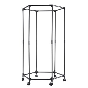 Artiss Clothes Rack Airer Rail Coat Stand 6 Rod Hexagonal Metal Frame Lockable Wheels Black 50kg Capacity