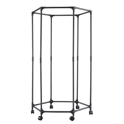 Artiss Clothes Rack Airer Rail Coat Stand 6 Rod Hexagonal Metal Frame Lockable Wheels Black 50kg Capacity