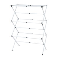 Artiss Foldable Clothes Drying Rack Portable 11 Extendable Rods Lightweight Metal Grey White 42-75cm