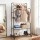 Artiss Double Rod Clothes Rack with Two Storage Shelves Lockable 360° Wheels Powder Coated Metal 80x50x155cm