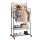 Artiss Double Rod Clothes Rack with Two Storage Shelves Lockable 360° Wheels Powder Coated Metal 80x50x155cm