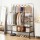 Artiss Double Rod Clothes Rack 4-in-1 Heavy Duty Metal Garment Rail with Mesh Shelves and Lockable Casters