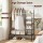 Artiss Double Rod Clothes Rack 4-in-1 Heavy Duty Metal Garment Rail with Mesh Shelves and Lockable Casters