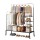 Artiss Double Rod Clothes Rack 4-in-1 Heavy Duty Metal Garment Rail with Mesh Shelves and Lockable Casters