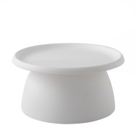 Artiss Coffee Table, Round Plastic, 71CM, White, British Style, Easy Assembly, Sophisticated Design, 1-Year Warranty