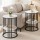 Artiss Set of 2 Side Tables 2-Tier Round Marble Effect Coffee Tables White Black Metal Frame MDF Top