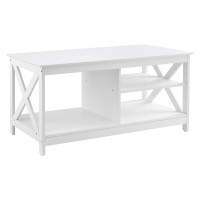 Artiss 3-Tier Coffee Table with Storage Shelf, White, 90x50x45cm, Particle Board, Coastal Style, Easy Clean