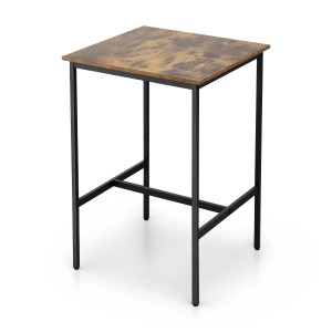 Artiss Vintage Bar Table 60x92cm - Walnut MDF Top, Metal Frame, H-Footrest, Anti-Slip Protectors, Easy Assembly