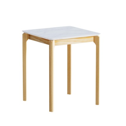 Artiss Coffee Table, Marble Effect, 45x45x56cm, White, Pine Wood Legs, Modern Design, Easy Assembly, Sturdy & Stylish