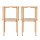 Artiss Set of 2 Round End Tables Pine 2‑Tier Side Tables Straw Rope Metal Detail 39x65cm Compact Boho