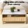 Artiss Coffee Table with Marble Effect Top, Fluted Drawer Panel, Wood & White, 90x45cm, Pine Legs, 2 Drawers, Shelf