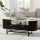 Artiss Coffee Table with Drawers and Shelf, 110cm Wood and Black, Fluted Design, MDF, Metal Handles, Modern Style