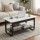 Artiss 2-Tier Coffee Table 80cm Marble Finish Rectangular Top Black Frame MDF for Living Room Décor and Storage