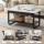 Artiss 2-Tier Coffee Table 80cm Marble Finish Rectangular Top Black Frame MDF for Living Room Décor and Storage