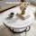 Artiss 2-Tier Round Coffee Table 80cm Marble Finish White Black Double Storage Stable Metal Frame 80cm