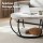 Artiss 2-Tier Round Coffee Table 80cm Marble Finish White Black Double Storage Stable Metal Frame 80cm