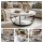 Artiss 2-Tier Round Coffee Table 80cm Marble Finish White Black Double Storage Stable Metal Frame 80cm