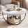 Artiss 2-Tier Round Coffee Table 80cm Marble Finish White Black Double Storage Stable Metal Frame 80cm