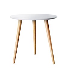 Artiss Round Coffee Table, MDF, 50CM, White, Elegant Beech Wood Legs, Contemporary Design for Modern Aussie Homes