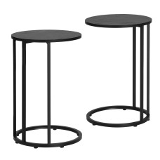 Artiss C-Shaped End Table Set of 2 Black Round Side Tables Space-Saving Sofa Laptop Bedside Stands