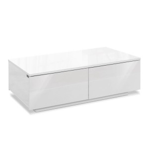 Artiss Coffee Table, Particle Board, White, 95x60x31cm, 4 Drawers, UV High-Gloss Finish, Modern Living Room Furniture