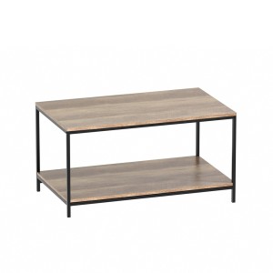 Artiss Coffee Table, Particle Board & Steel, 93cm, Walnut, Industrial Style, Open Shelf, Easy Assembly
