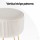 Artiss Velvet Ottoman Foot Stool, Round White with Gold Legs, 33x33x46cm, MDF Frame, High-Resilience Foam Padding