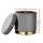 Artiss Ottoman Storage Foot Stool Round Velvet Charcoal Grey 40x40x45cm with Gold Base, 120kg Capacity