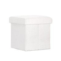 Artiss Janeska Ottoman Storage Footstool - White Boucle Fabric, Versatile Seating & Hidden Storage Solution