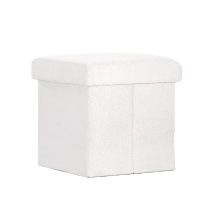 Artiss Janeska Ottoman Storage Footstool - White Boucle Fabric, Versatile Seating & Hidden Storage Solution
