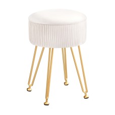 Artiss Ottoman Storage Footstool, Velvet, 32x32x46cm, White, Reversible Lid, Multi-Functional, Easy Assembly