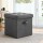 Artiss Foldable Storage Ottoman Footstool - Grey Faux Linen, 40x40cm, Hidden Storage, 300kg Capacity, Easy Assembly