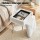 Artiss White Storage Ottoman Footstool with Reversible Table Lid Hidden Storage Faux Fur Seat Metal Legs
