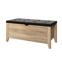 Artiss Oak Leather Storage Ottoman Blanket Box - Chic, Durable Seating & Ample Storage for Modern Homes