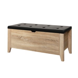 Artiss Oak Leather Storage Ottoman Blanket Box - Chic, Durable Seating & Ample Storage for Modern Homes