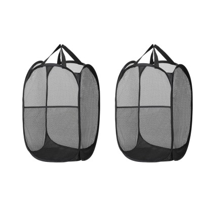 Artiss Laundry Basket Hamper, Polyethylene, Large Foldable, Black, 31x28x59cm, Ventilated, Multi-Use Storage Solution