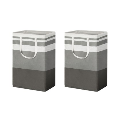 Artiss Laundry Basket Hamper Polyethylene 40x30x59cm White Grey Foldable Large Capacity Storage Solution