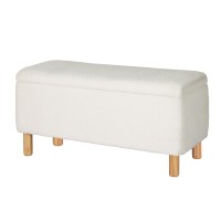 Artiss 99cm White Storage Ottoman Blanket Box - Premium Boucle Fabric, 300kg Seat Capacity, Ample Storage, Easy Assembly