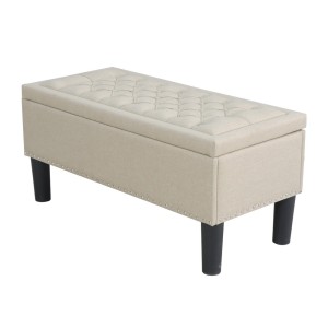 Artiss 96cm Linen Taupe Storage Ottoman Blanket Box - Multi-Functional Seating, Footstool & Storage Solution