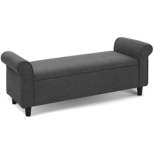 Artiss 125cm Grey Linen Storage Ottoman Blanket Box: Elegant Seating & Ample Storage with Solid Wood Construction