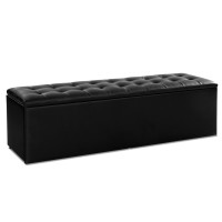 Artiss Storage Ottoman Blanket Box, Faux Leather, 140cm, Black - Elegant Seating & Ample Storage Solution