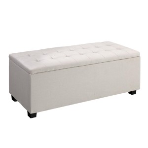 Artiss 97cm Linen Beige Storage Ottoman Blanket Box - Elegant Faux Linen, Solid Wood, 100kg Capacity, Spacious Storage