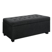 Artiss 97cm Charcoal Linen Storage Ottoman Blanket Box - Elegant Faux Linen, Multi-Functional with Generous Storage