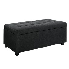 Artiss 97cm Charcoal Linen Storage Ottoman Blanket Box - Elegant Faux Linen, Multi-Functional with Generous Storage