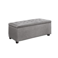 Artiss 97cm Light Grey Storage Ottoman Blanket Box - Faux Linen, Solid Wood Lid, 100kg Capacity, Elegant Home Décor