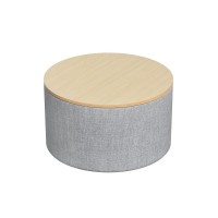 Artiss 60cm Grey Round Storage Ottoman Blanket Box - Faux Linen, Removable Lid, Anti-Slip, 150kg Capacity