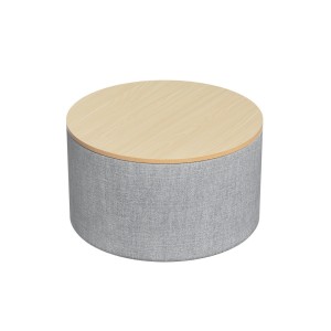 Artiss 60cm Grey Round Storage Ottoman Blanket Box - Faux Linen, Removable Lid, Anti-Slip, 150kg Capacity