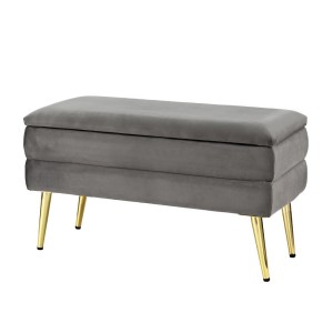 Artiss Ottoman Storage Foot Stool, Velvet, 80x36x42cm, Grey, Elegant Design, Hidden Storage, Easy Assembly