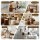 Artiss Accordion Folding Paper Stools Set 2 Pack Natural Kraft with Cushions Hexagon Honeycomb 100KG